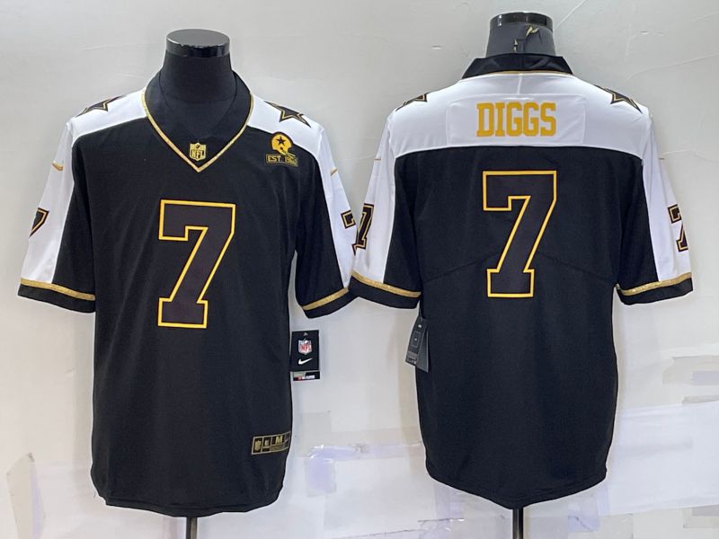 Men Dallas Cowboys #7 Diggs Black Thanksgiving gold characters 2022 Nike Limited NFL Jersey->dallas cowboys->NFL Jersey